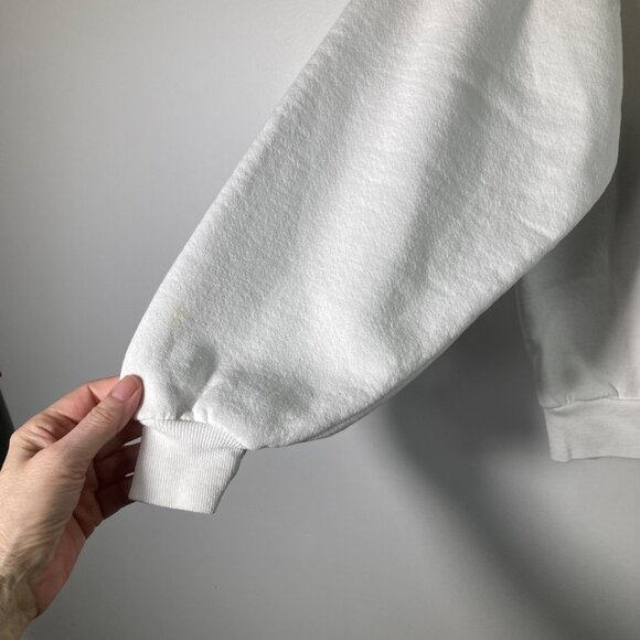 Vintage Jerzees ELW Sweatshirt White Red Blue Yellow Green M Flaw - Picture 6 of 11